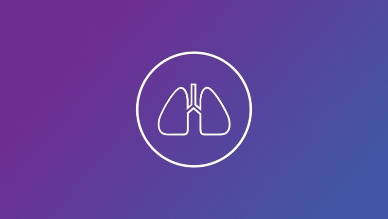 Lungen-Icon auf violettem Hintergrund