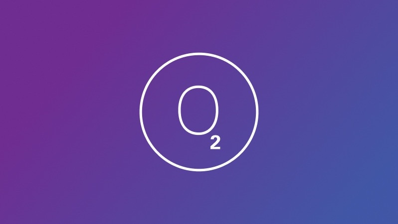 Sauerstoff-Icon auf violetten Hintergrund