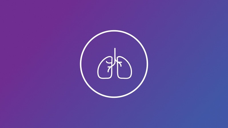 Lungen-Icon auf violettem Hintergrund