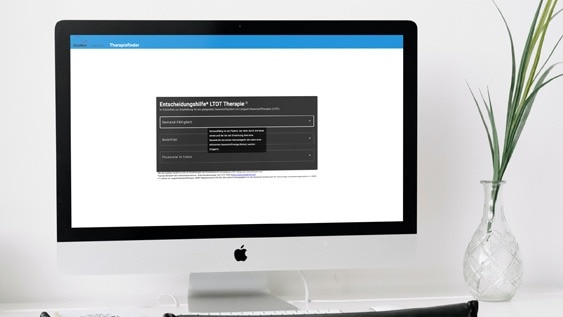 Entscheidungshilfe zur Langzeit-Sauerstofftherapie (LTOT) auf einem Computerbildschirm.
