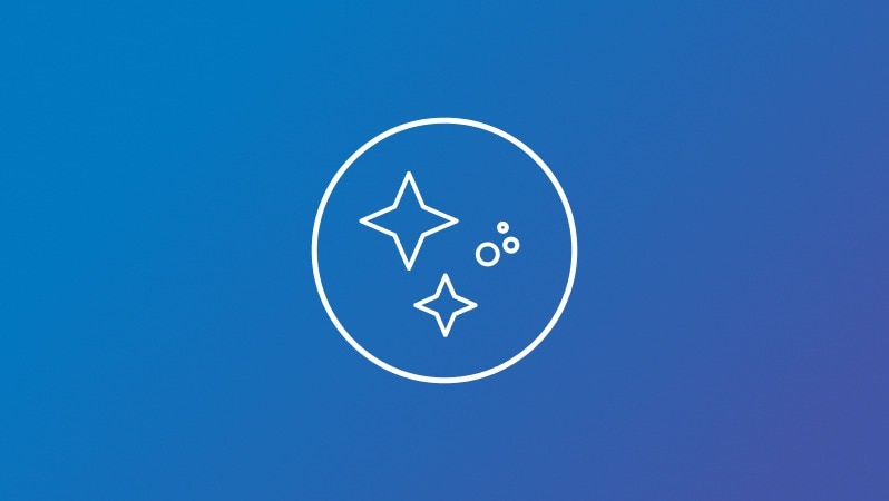 Zwei Sterne und drei Kreise in einem blauen Symbol