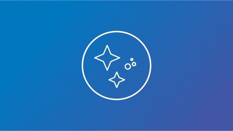 Zwei Sterne und drei Kreise in einem blauen Symbol
