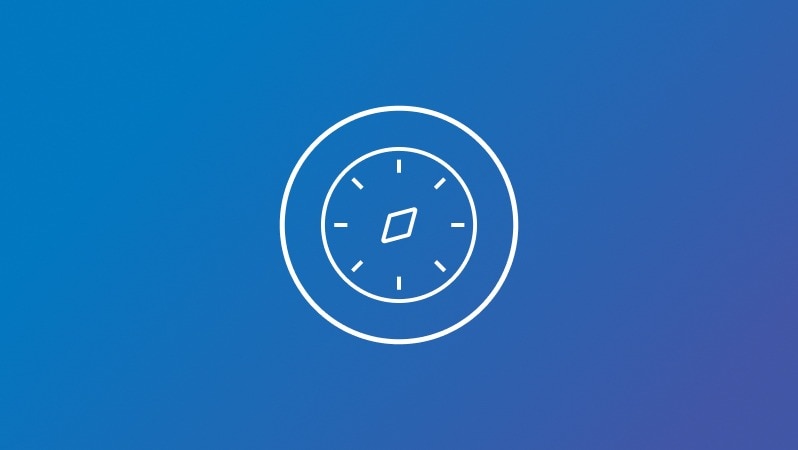 Icon mit weißem Therapiekompass auf blauem Hintergrund.